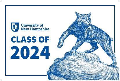 Picture of UNH Class of 2024 with Wildcat Lawn Sign