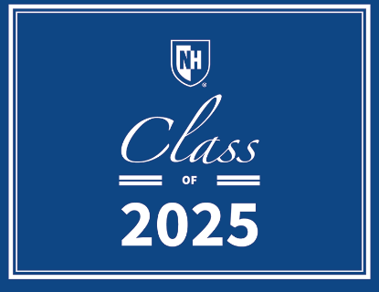 Picture of UNH 2025 Graduate Note Card - Blue with Shield