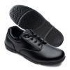 Pair of black Super Drills shoes, one showing the sole